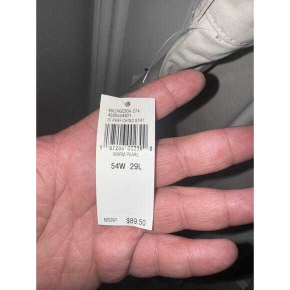 IZOD Men’s Khaki Chino Pants 54W x 29L Big & Tall Stretch New With Tags - Picture 2 of 4